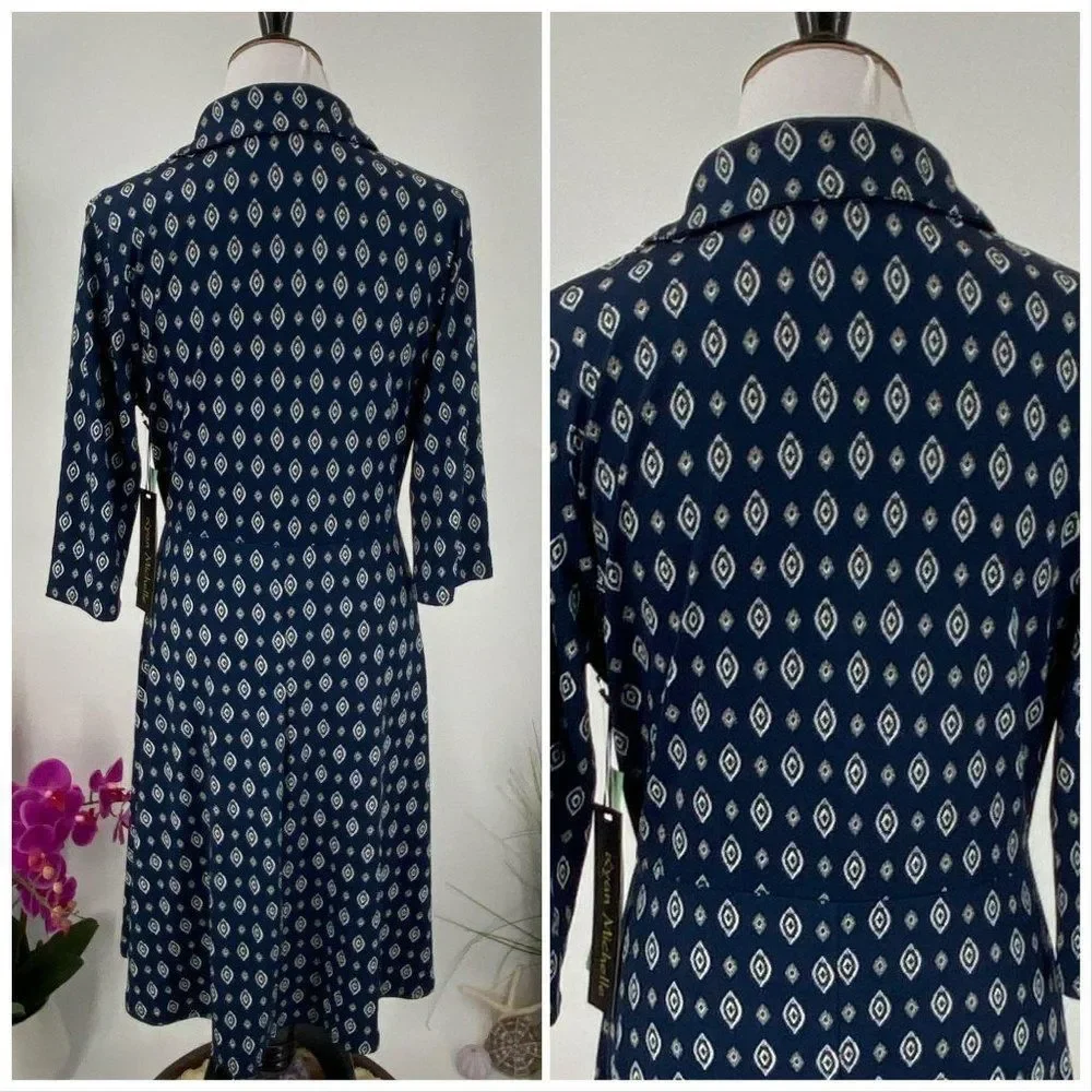 V Neck Dress Faux Wrap Midi - Picture 2 of 4